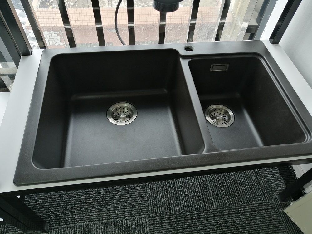 Black matte artificial stone sink